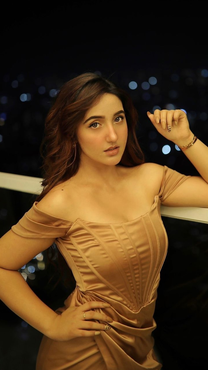 Ashnoor Kaur Sizzles in Copper Corset Wrap Dress